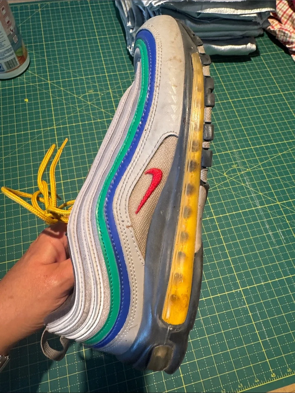 Nike Multicolor Air Max with Yellow Laces and Red Swoosh